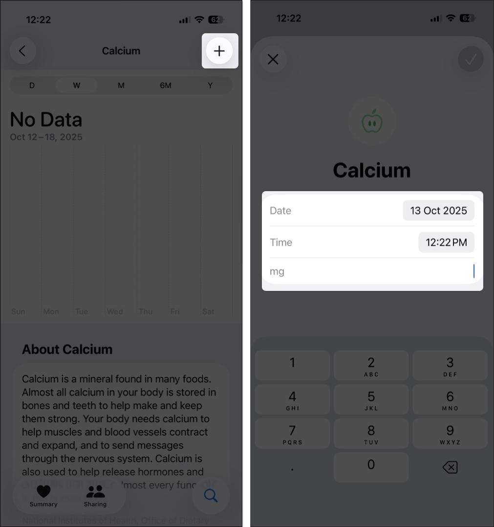 Adding nutrition data in Health app