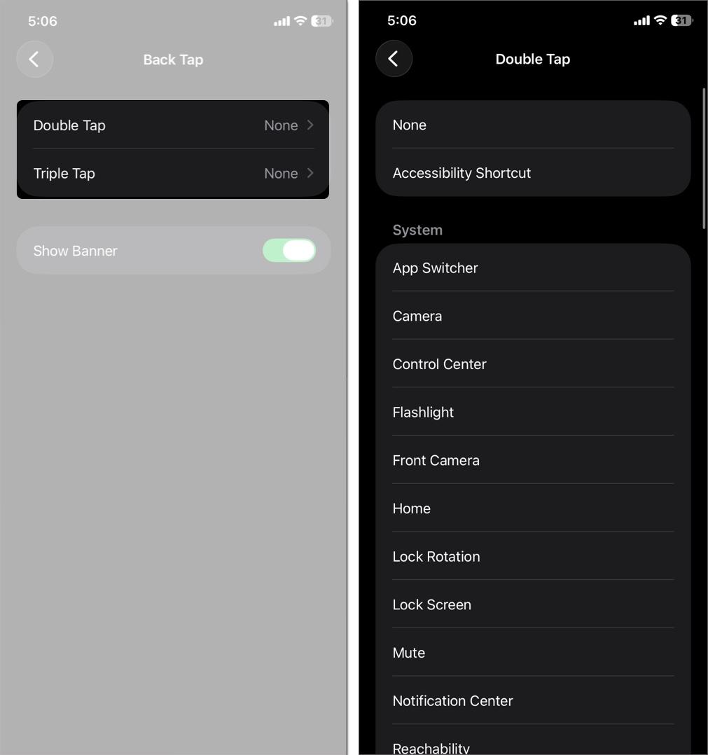 Select Double Tap or Triple Tap