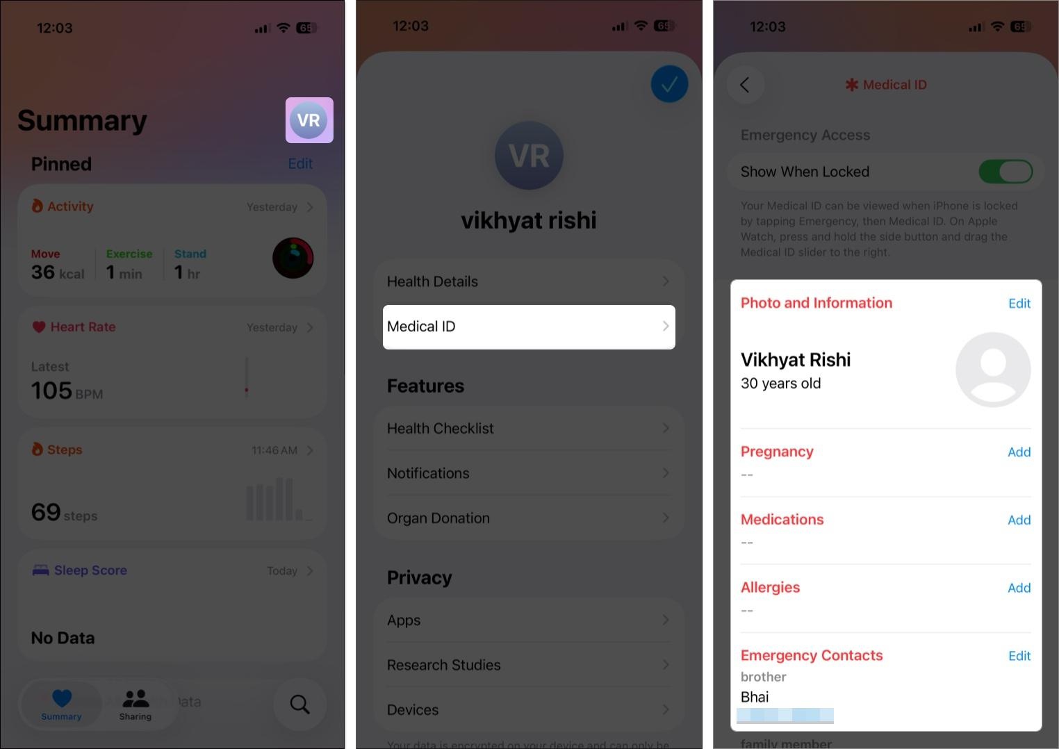 Set Up Medical ID in health app