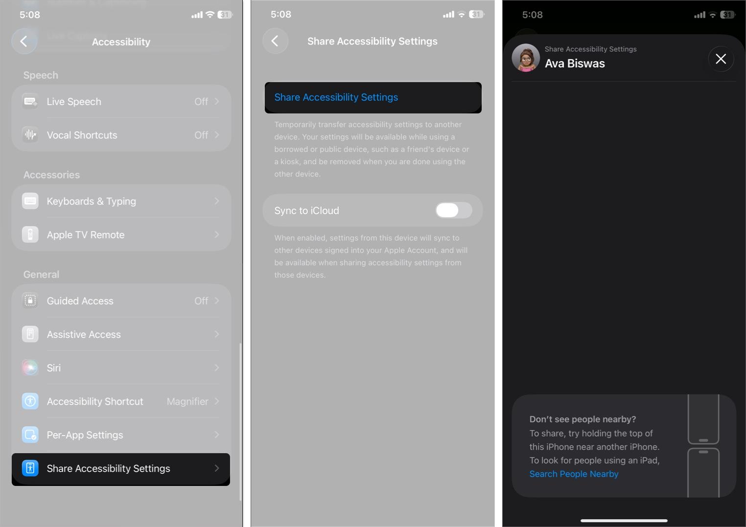 Share Accessibility Settings on iPhone