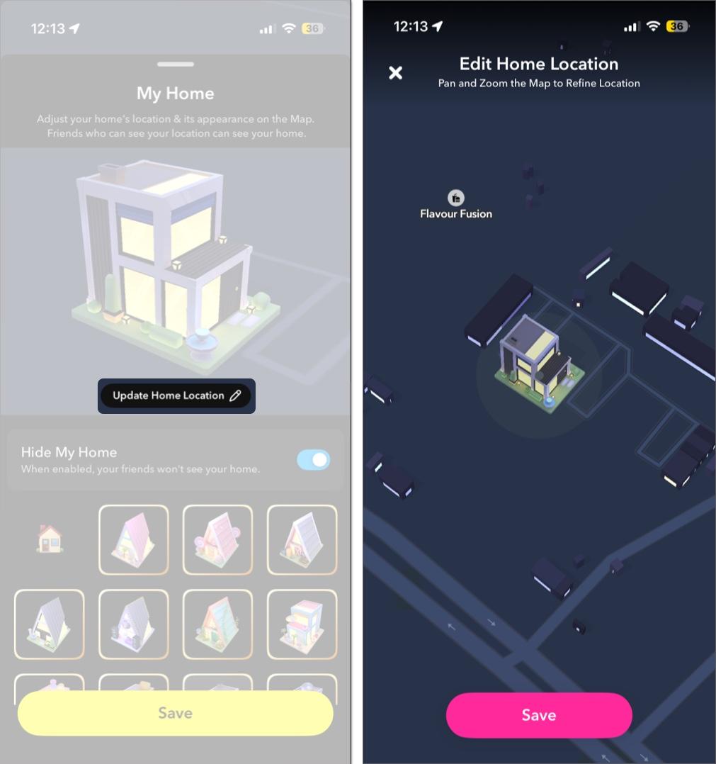 Drop a pin at your home location then tap save