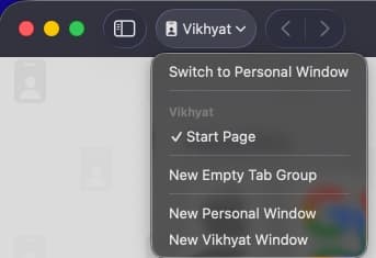 Go to the Start page, click the toolbar icon and select Switch to [Profile] Window.