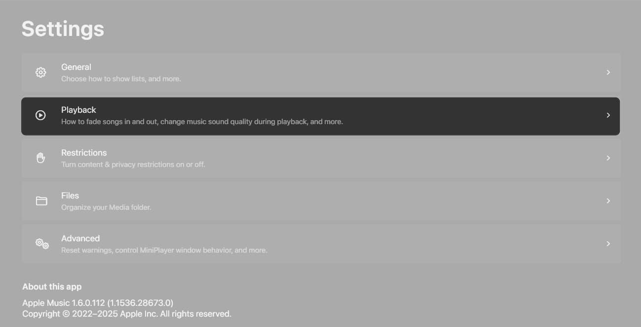 Tap on playback option