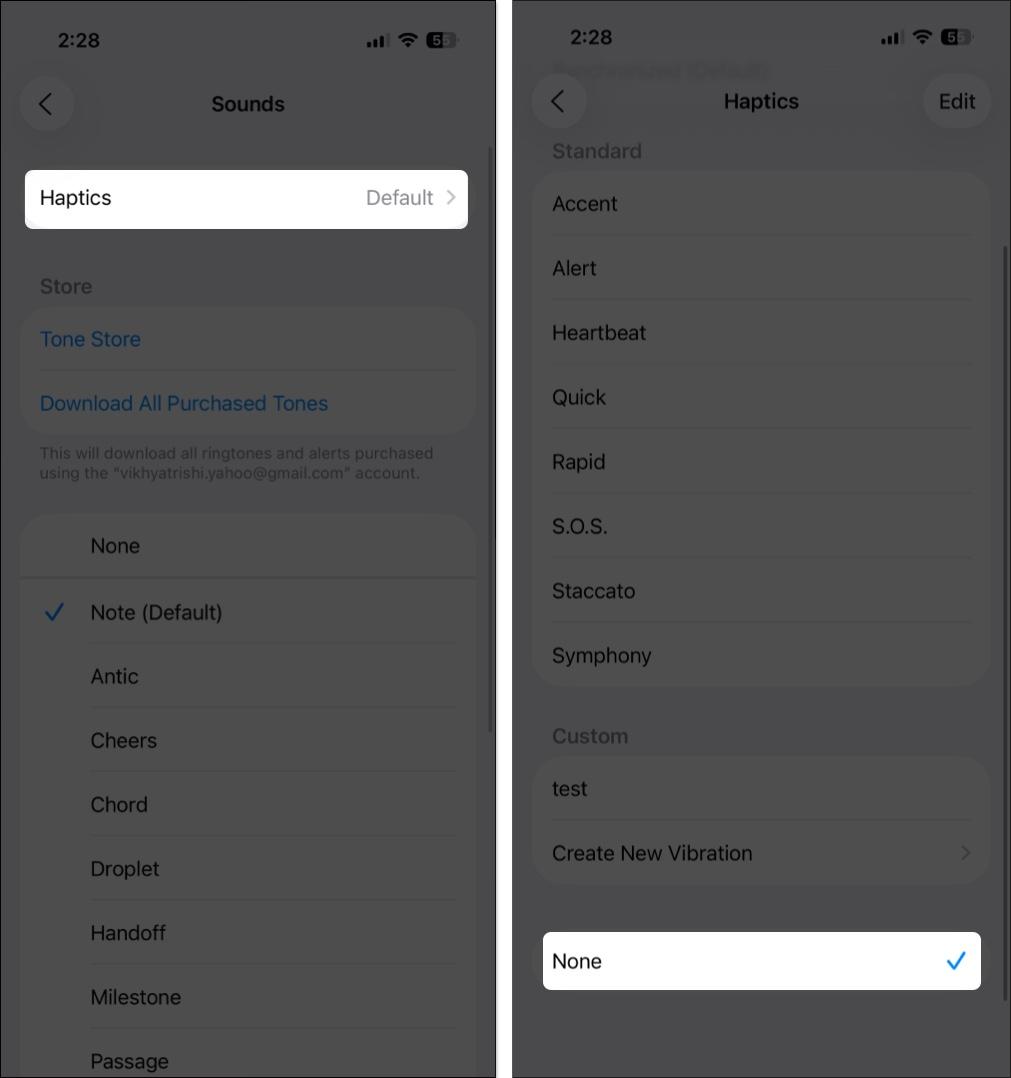 Tap on sound then choose haptic select none to turn off notifications