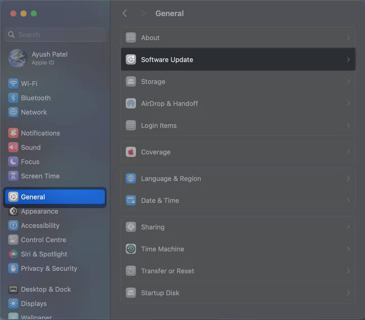 Navigate to System Settings General Software update