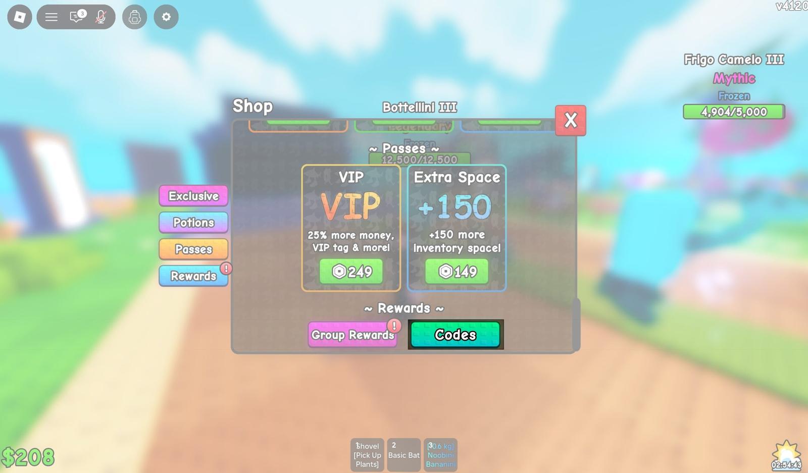 Scroll to the bottom and tap Codes