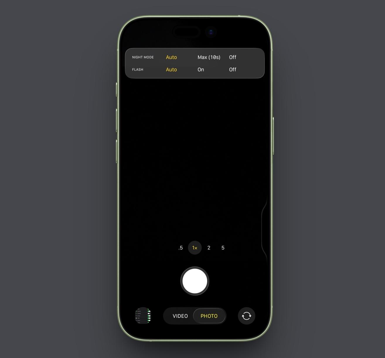 Use Night Mode to adjust exposure time for capturing auroras based on light intensity