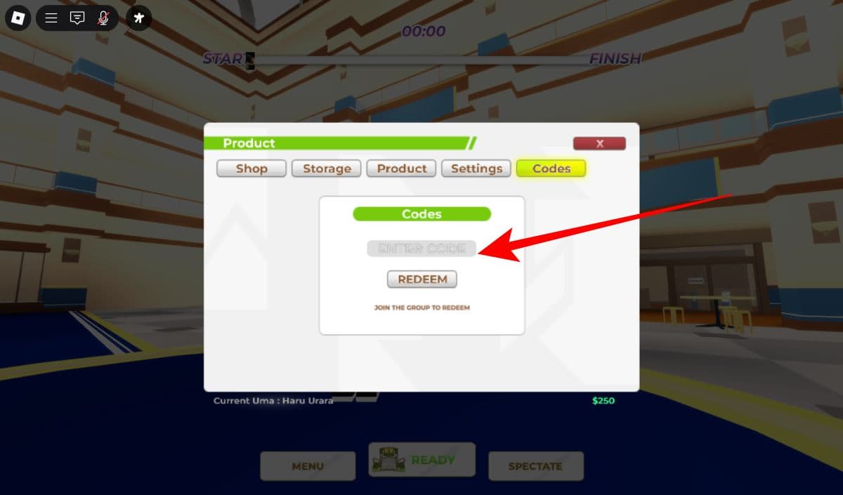 Codes on Uma Racing 