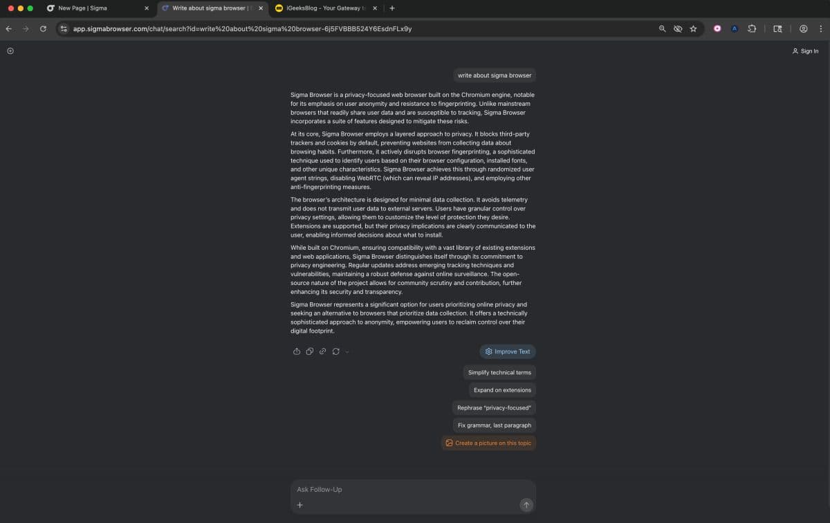 Sigma Browser