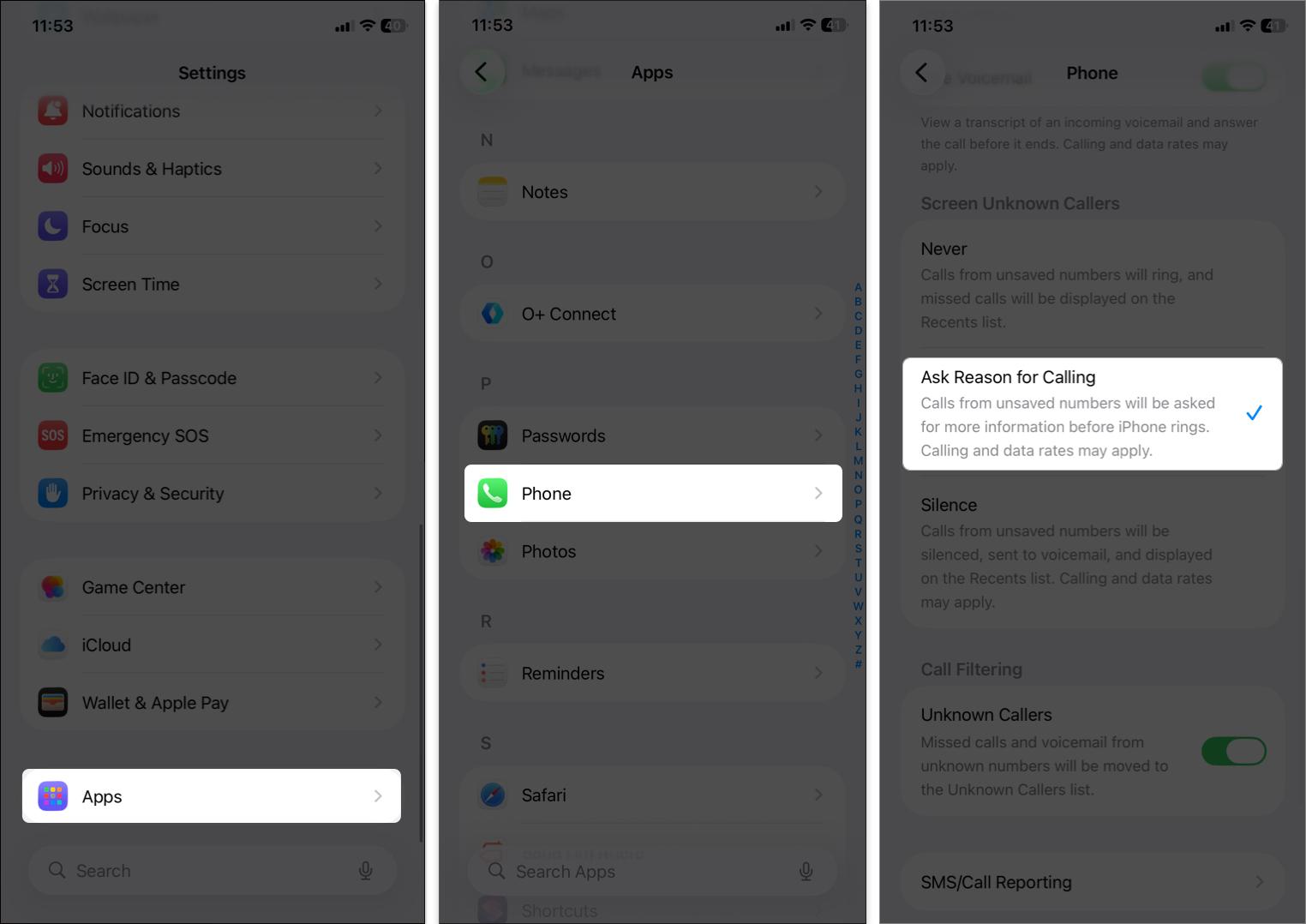 Turn on call screening on iPhone