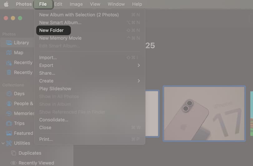 Click File and Create New Album Name the album