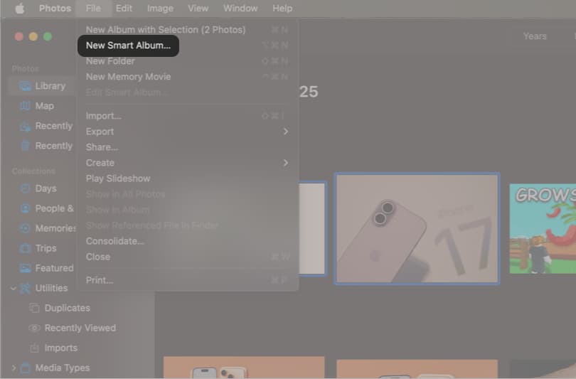 Click File and Create New Smart Album