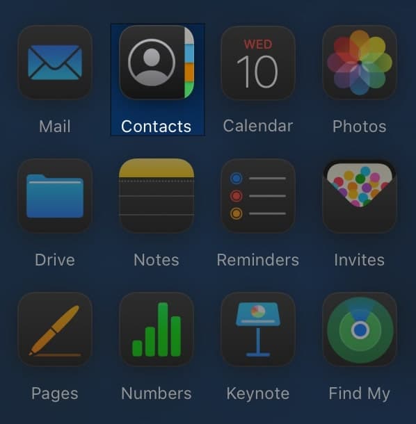 Click the Contacts app
