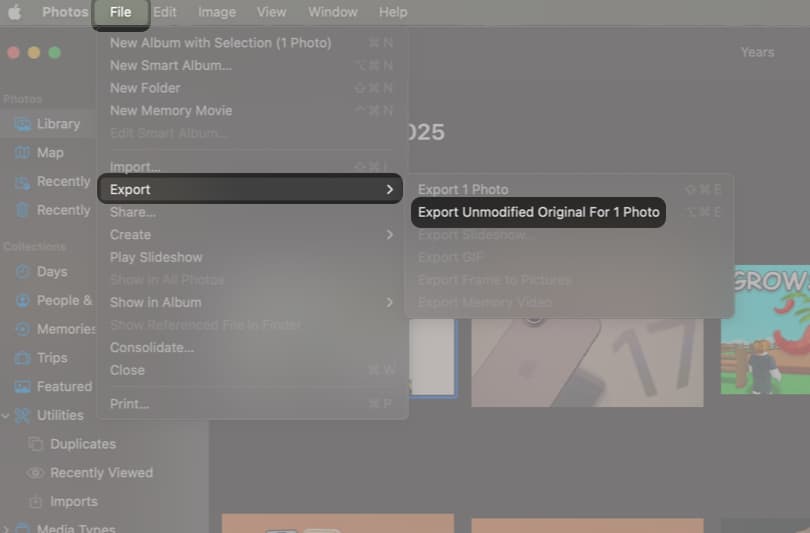 Export Photos From Photos Before Using Finder