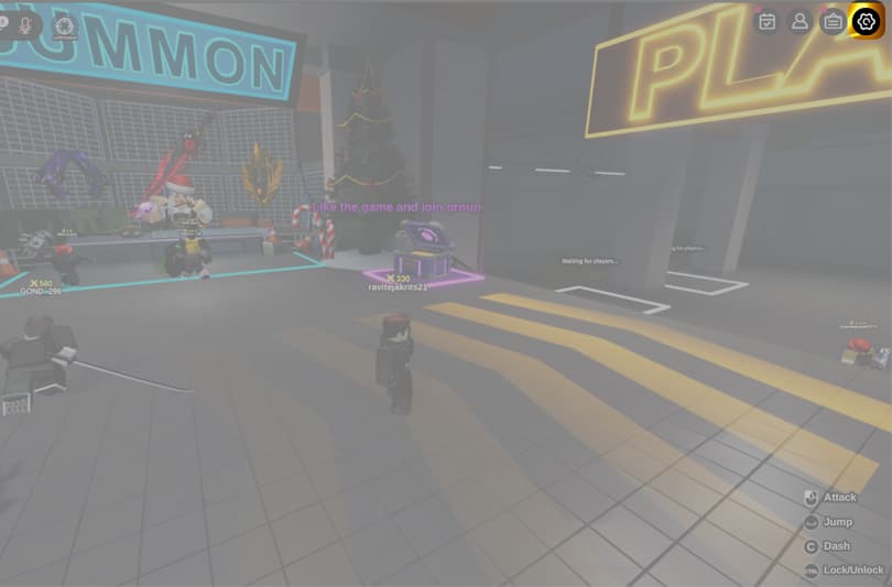 Launch Dungeon Hunters, enter the main lobby, and click the gear icon.