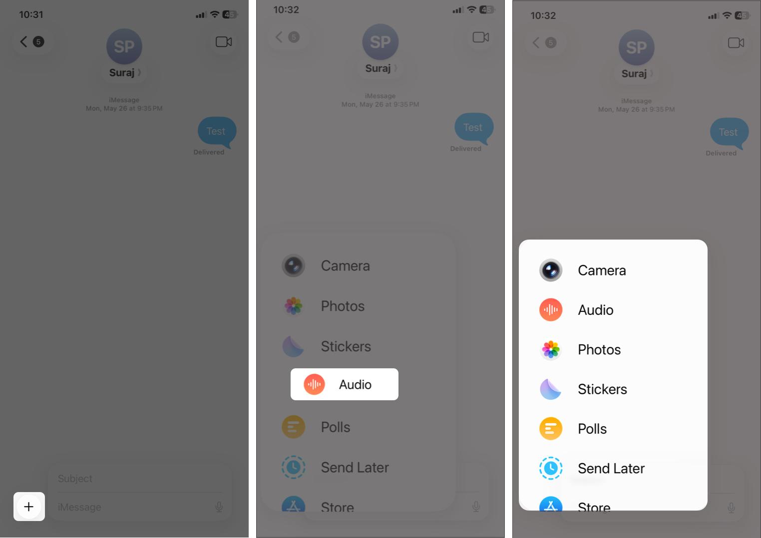 User tapping the plus button, holding the app icon, and dragging it up or down.
