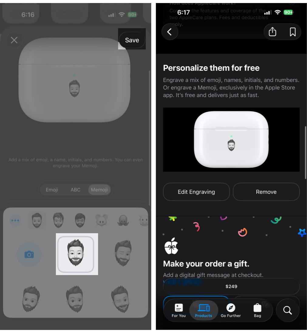 Toggle on Memoji Access, Tap Done, Select Your Memoji, and Tap Save