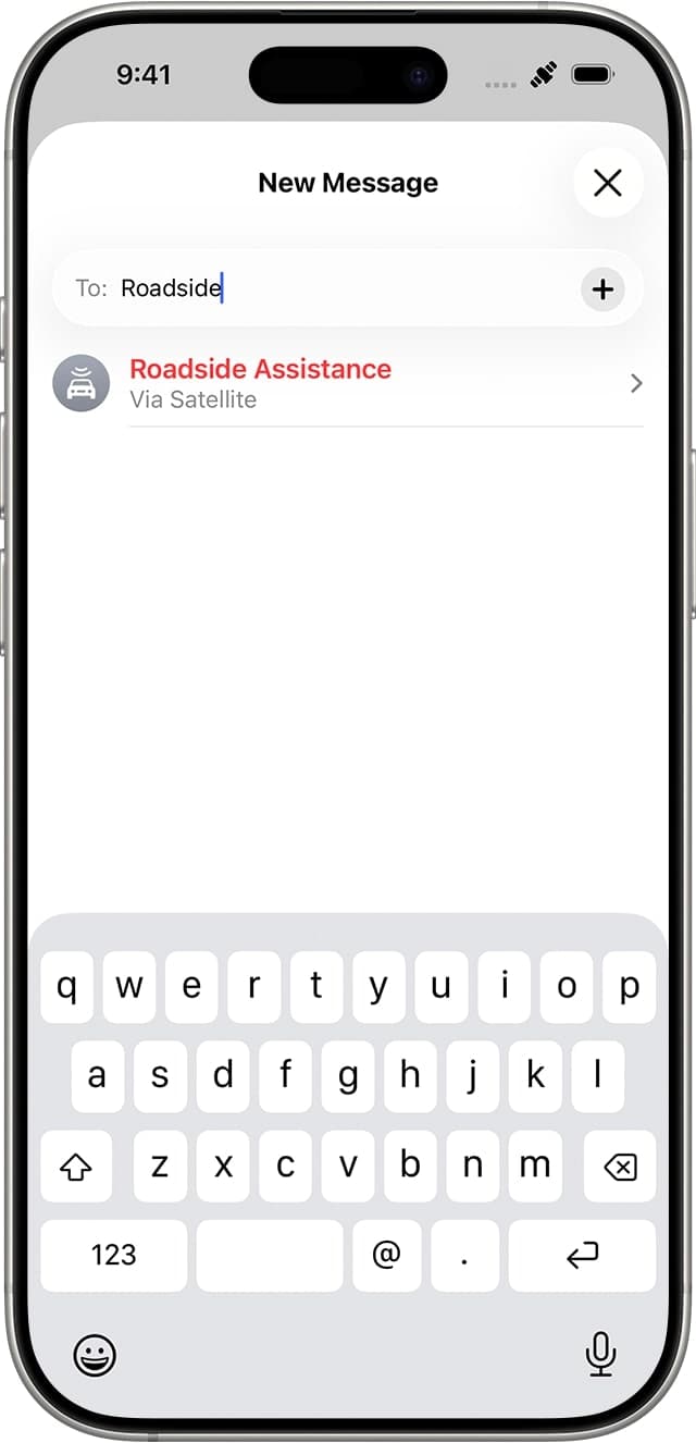 Open Messages, tap the pen icon, and enter Roadside in the To field