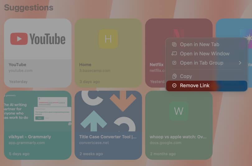 Select Remove Link in the Contextual Menu That Appears