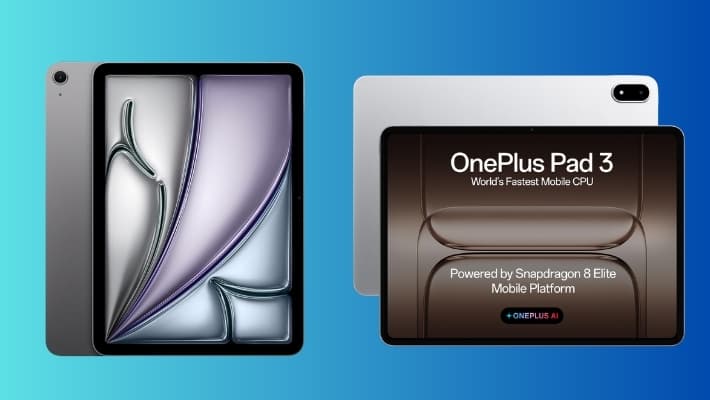 Design and Build Quality of iPad Air M3 vs Oneplus Pad 3