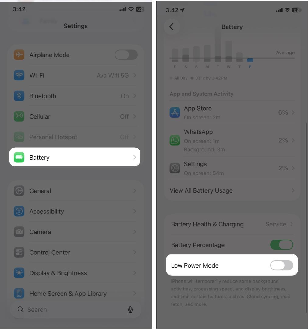 Disable Low Power Mode