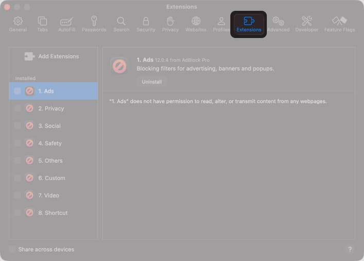 Disable all the extensions and test Safari