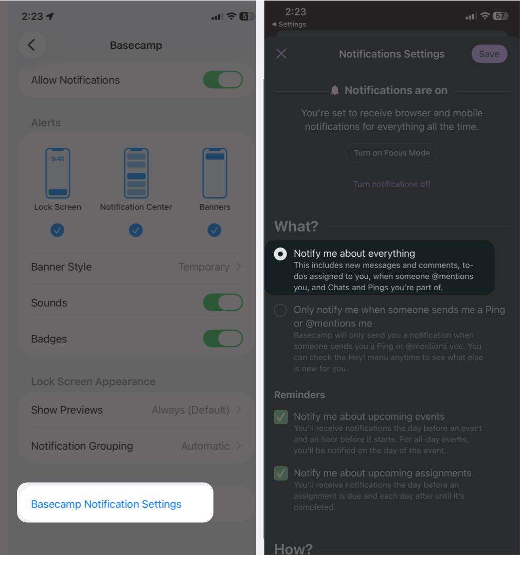 Enable In-App Notifications Settings
