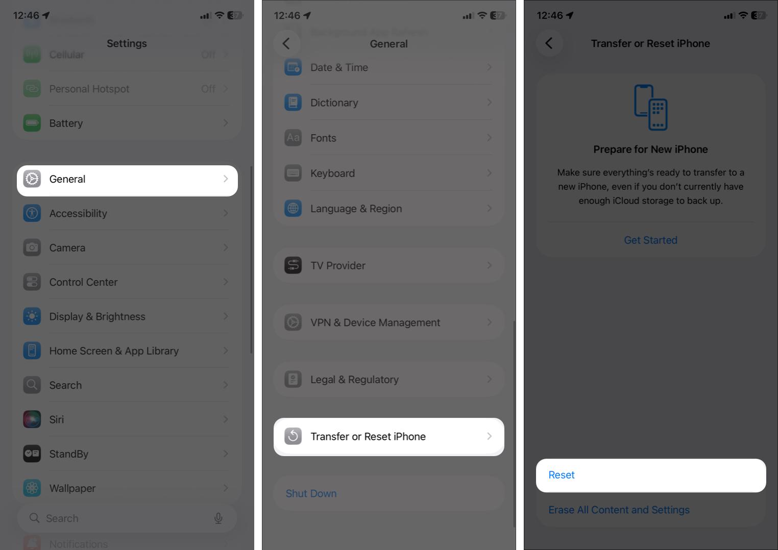 Open Settings and go to General Now Tap On Transfer or Reset iPhone.