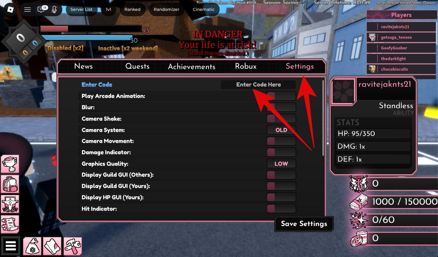Open Settings, paste the code in the Enter code field, then press Enter.