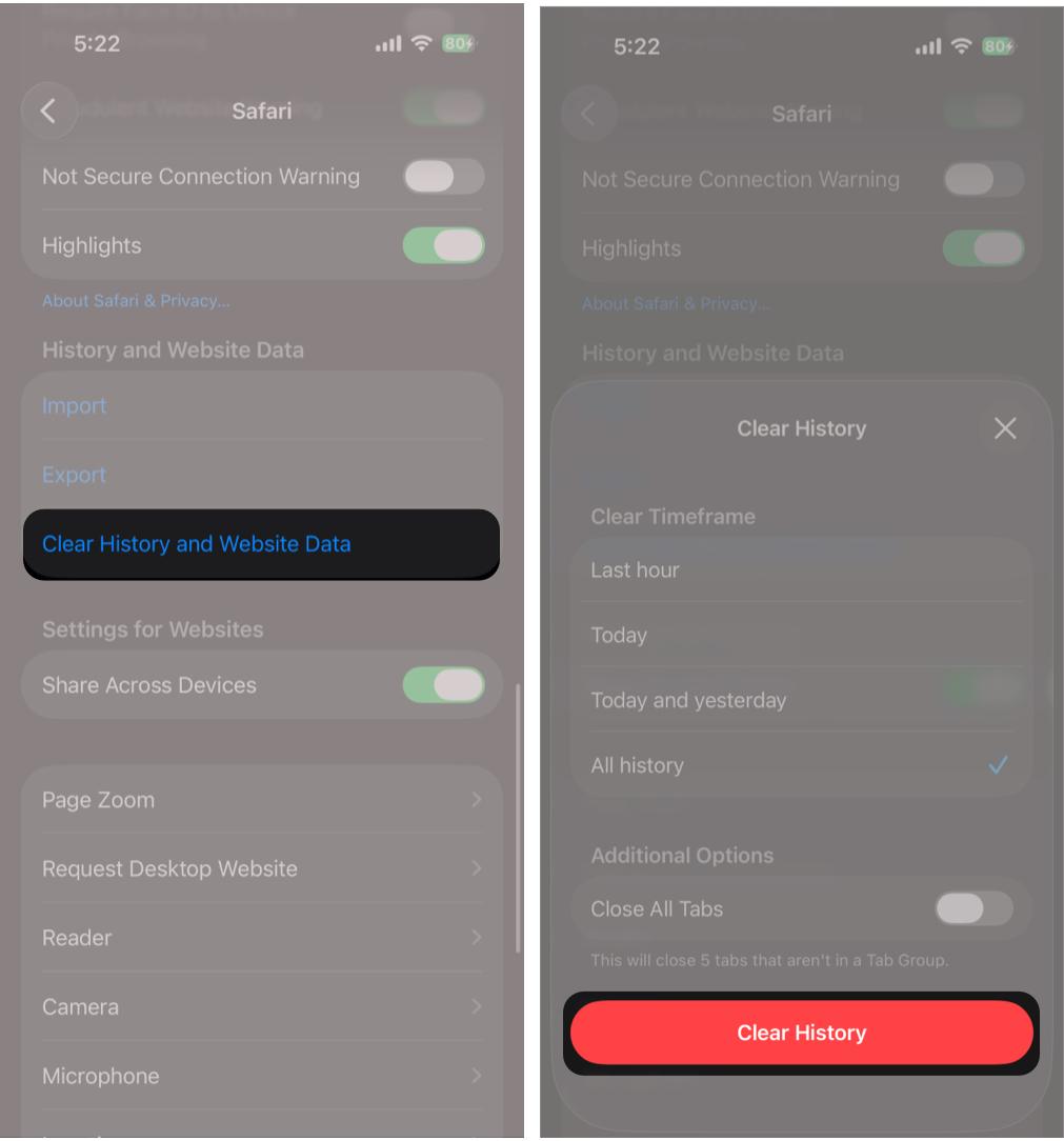 Scroll down and tap Advanced, select Website Data, and tap Remove All Website Data.