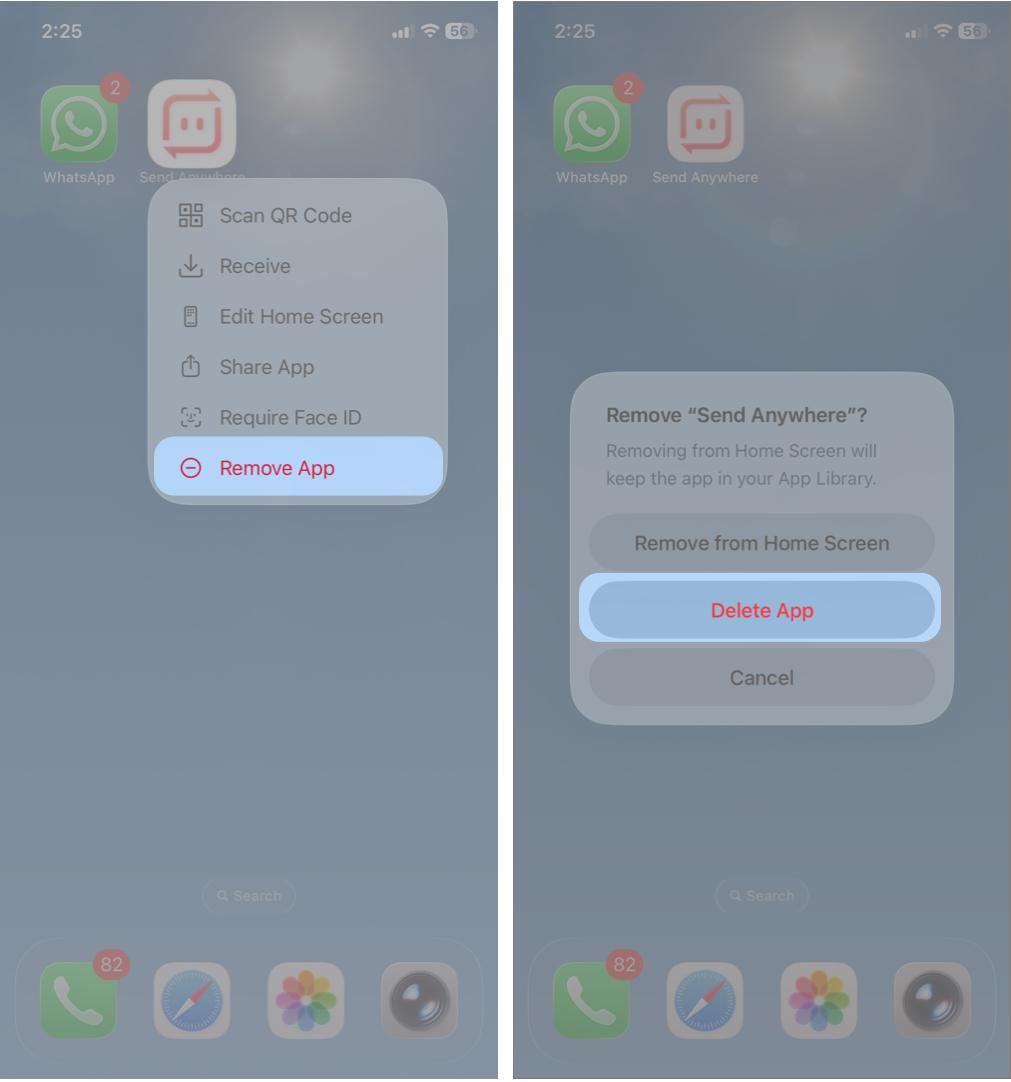 Tap And Hold The App and Tapping Delete App