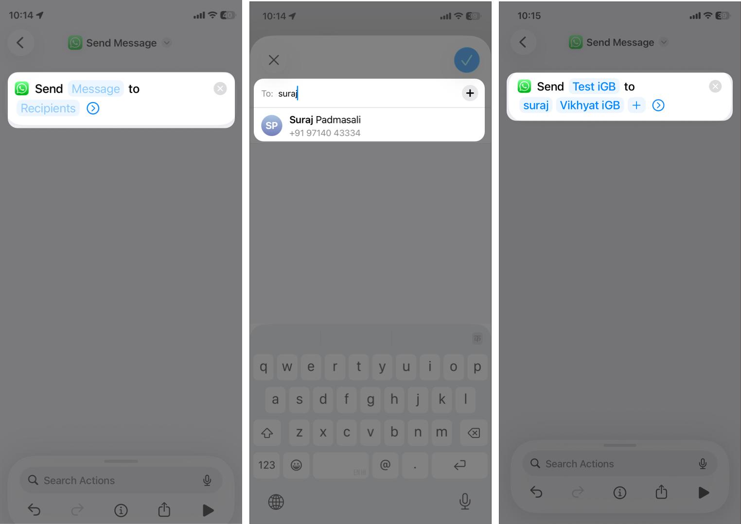 Type Your Text in the Message Label, Select Your Contact in the Recipient Box, and Tap the Checkmark.