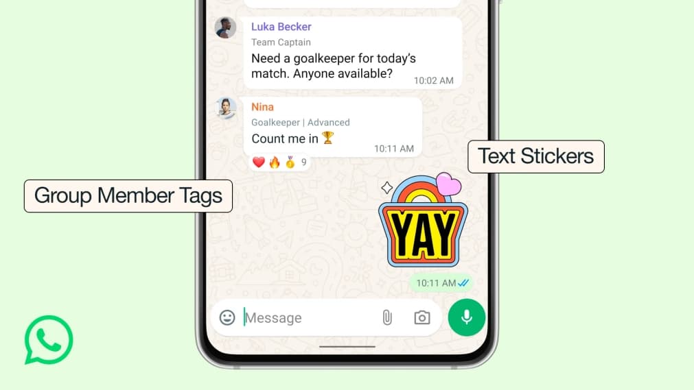 WhatsApp Group Chats With New Member Tags, Text Stickers, and More