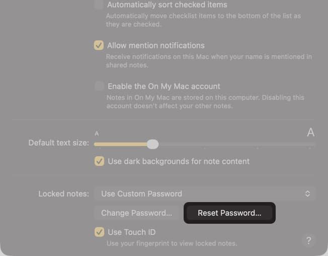 click the Reset Password button