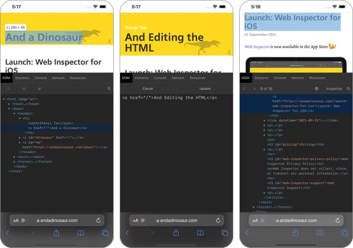 Web Inspector Safari Extensions