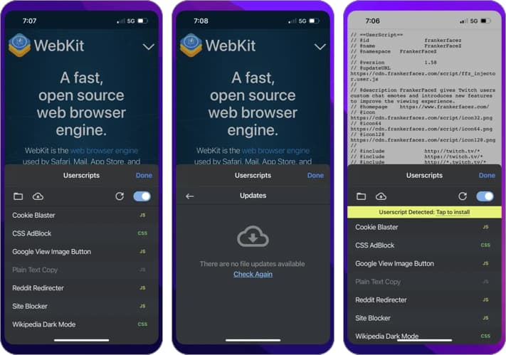 Userscripts Safari Extensions