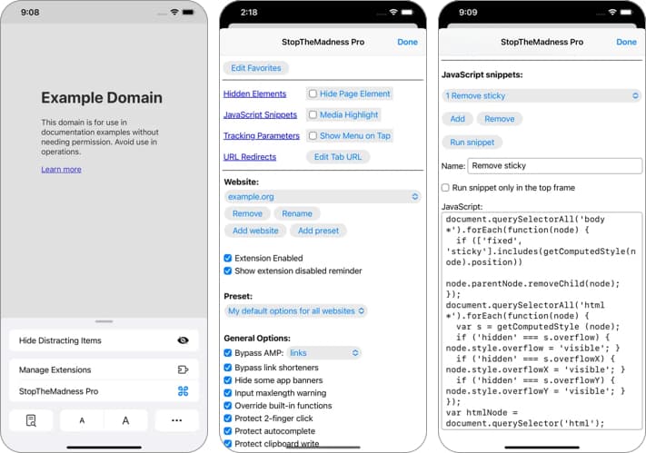 Stop the Madness Safari Extensions