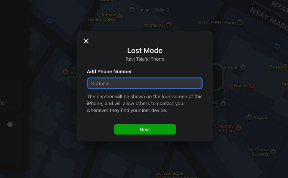 Add a Phone Number Click 0n Next