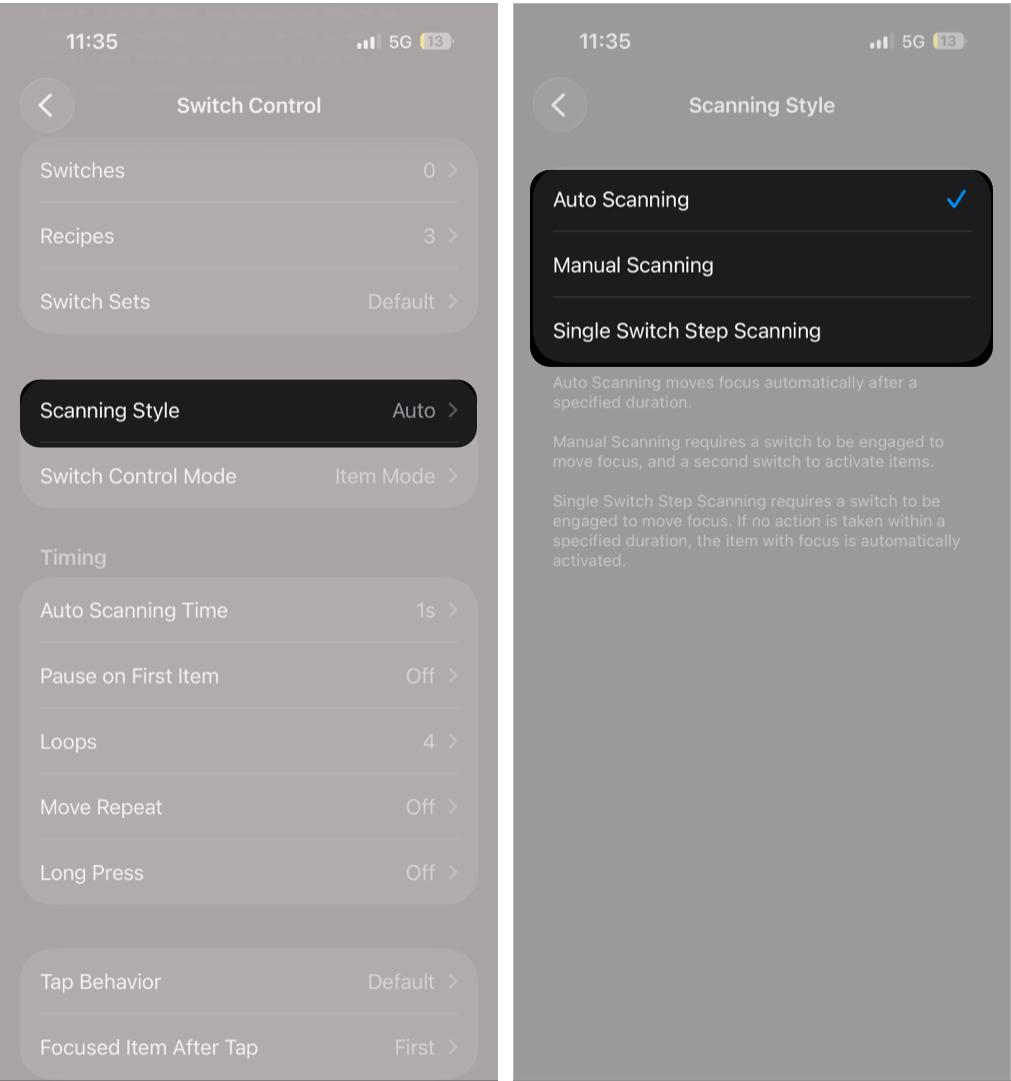 Change the Scanning Style