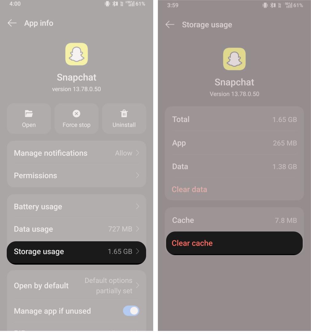 Clear Snapchat Cache