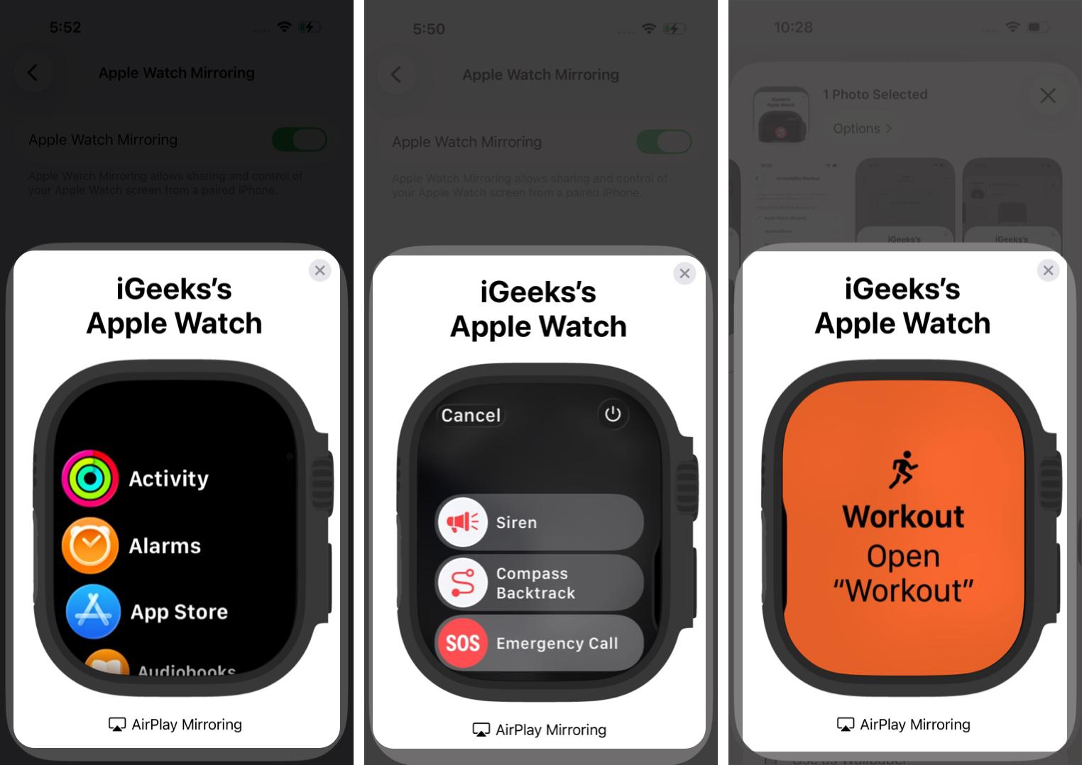 Controlling an Apple Watch From an iPhone Using Apple Watch Mirroring.