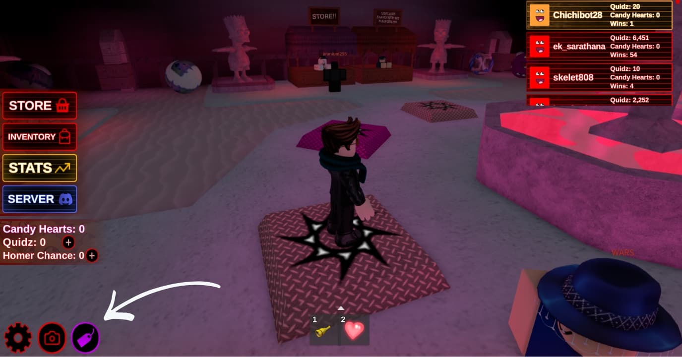 Locating The Purple Rewards or Coupon Icon in Solo Hunters on Roblox.