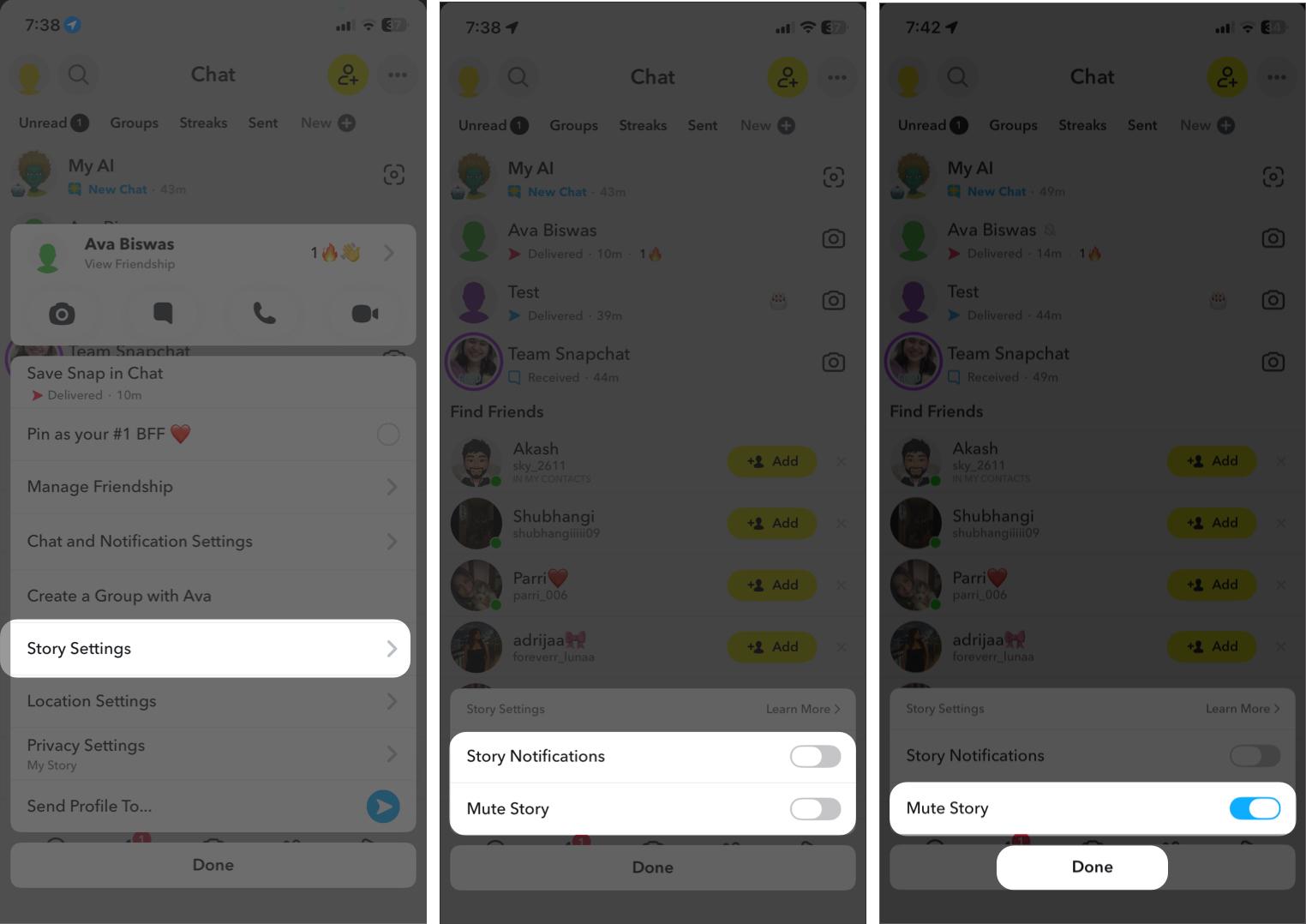 Mute Someone’s Stories in Snapchat