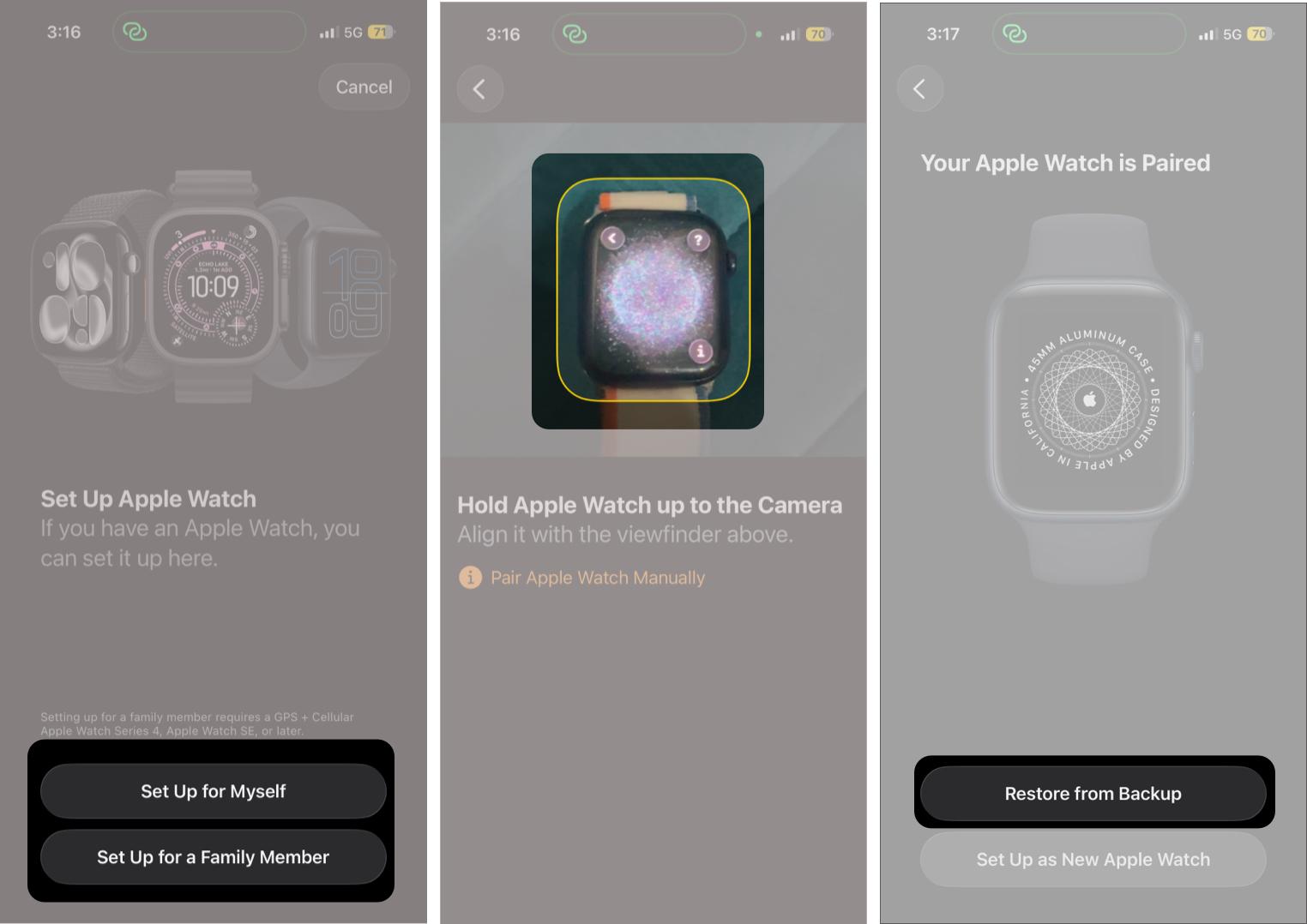 Pairing an Apple Watch With an iPhone Using the Camera Frame