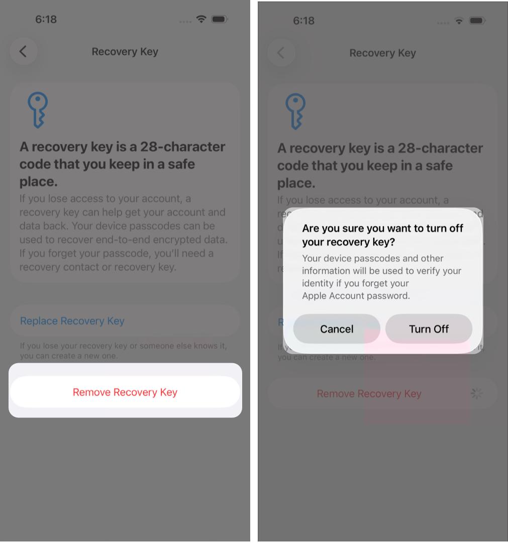 Remove an Apple Recovery Key