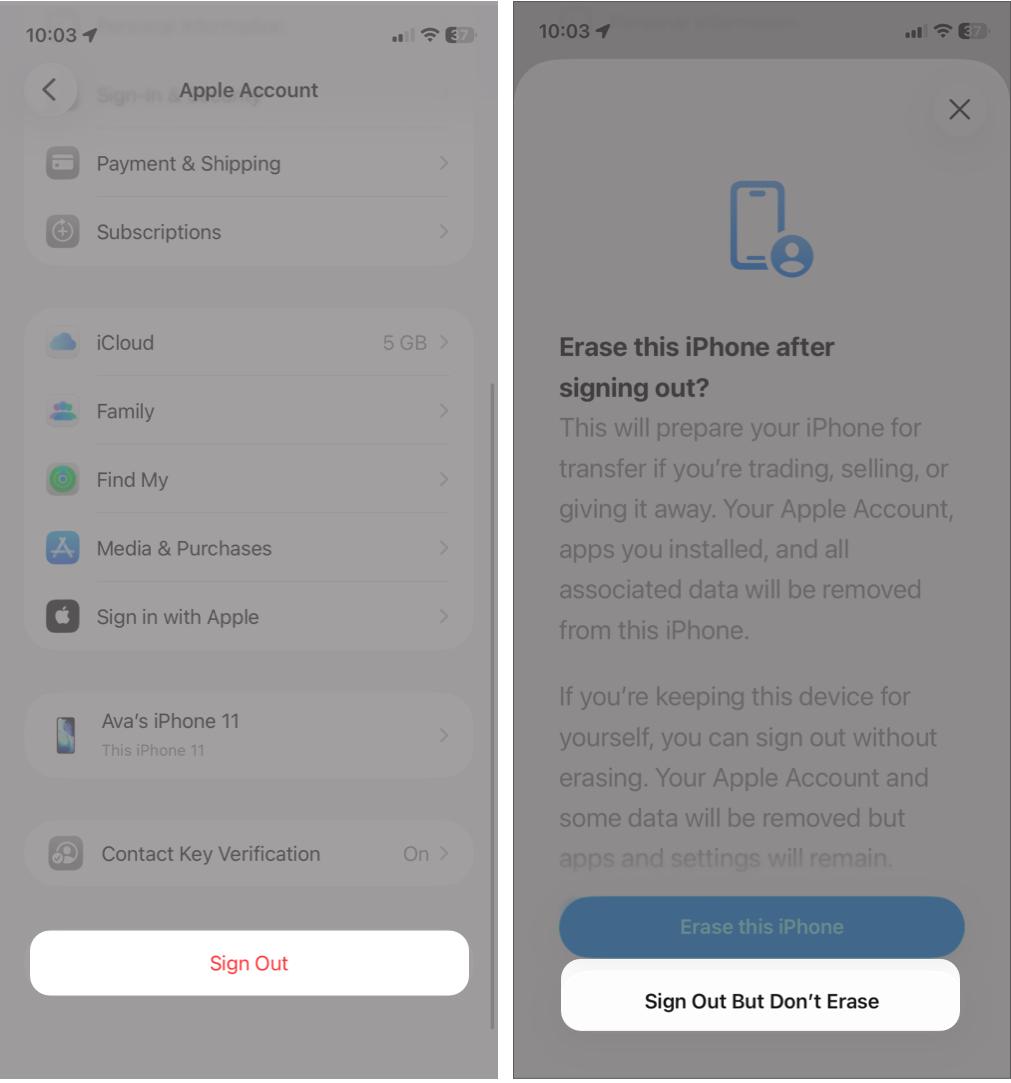 Sign Out and Back Into Your Apple ID
