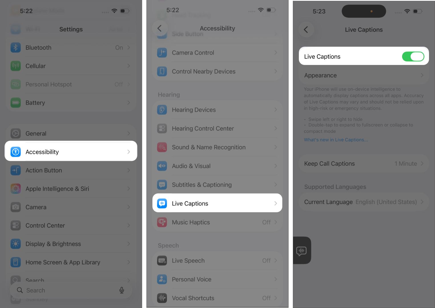 Turn On Live Captions on iPhone and iPad