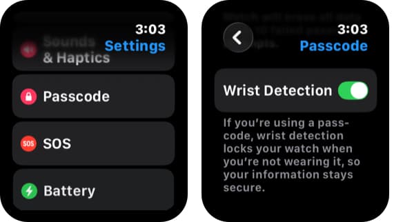 Wrist Detection is Enabled