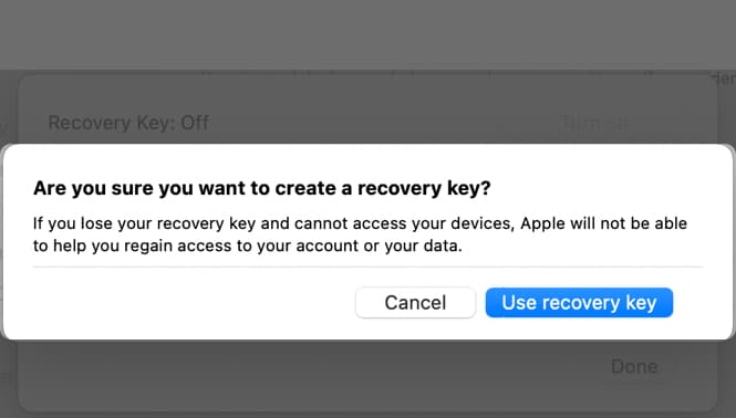 Click Use Recovery Key