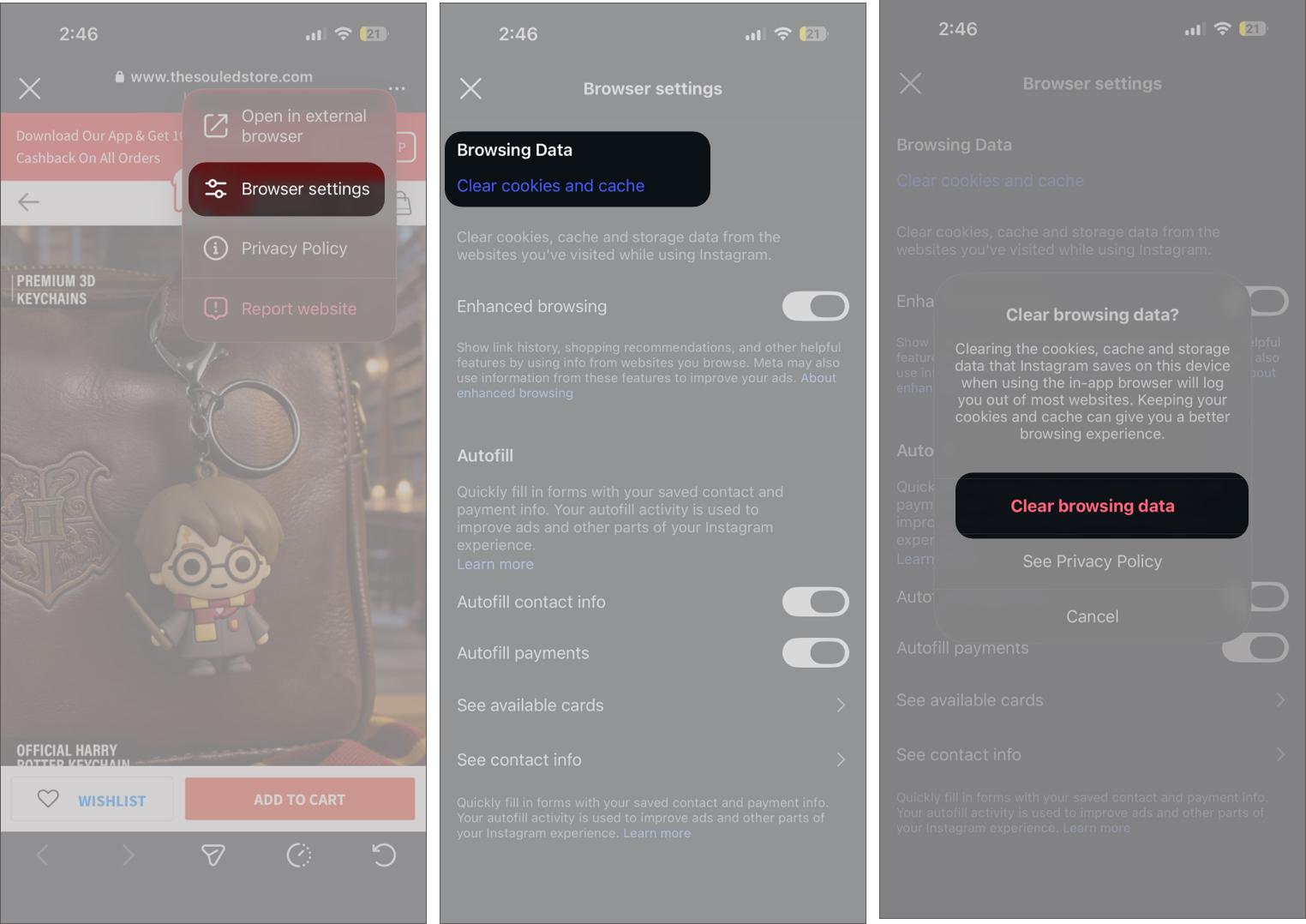 Clear Instagram Browser Cache